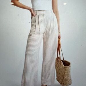 Abercrombie and Fitch Curve Love Linen blend strip pants. Size 29/8A